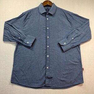 English Laundry Men's XL Blue Textured Stretch Cotton Button Front Dress Shirt